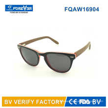 2016 Hot Sale Acetate Mixed with Wooden Temple Sunglasses Produced in Wenzhou